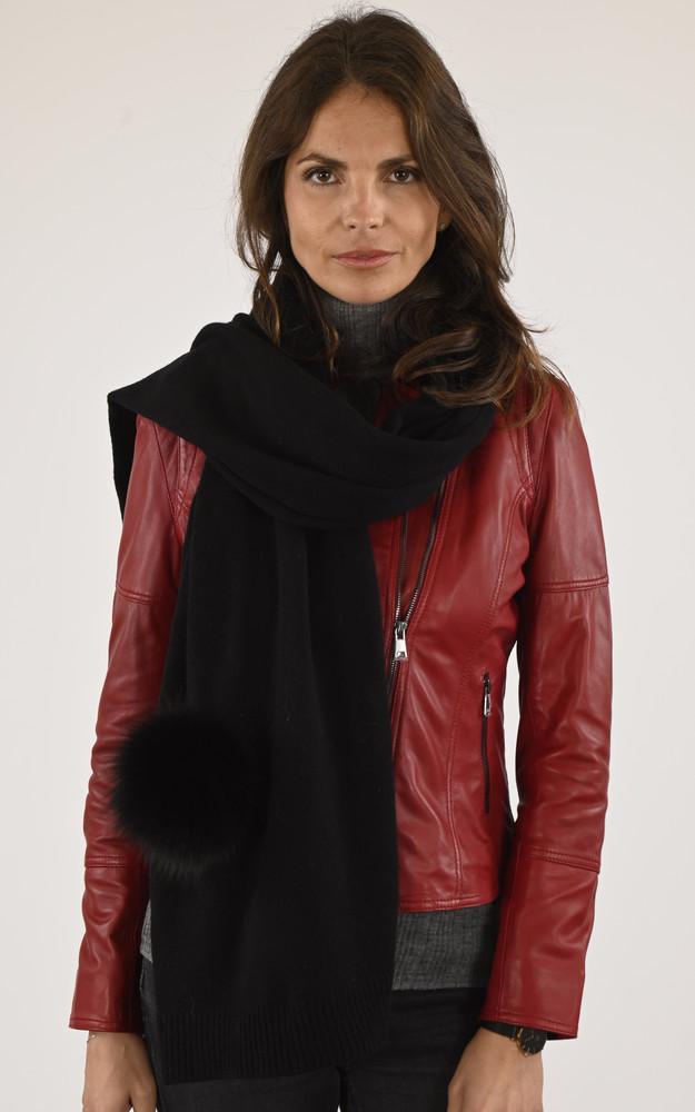 la canadienne Echarpe laine et renard noire