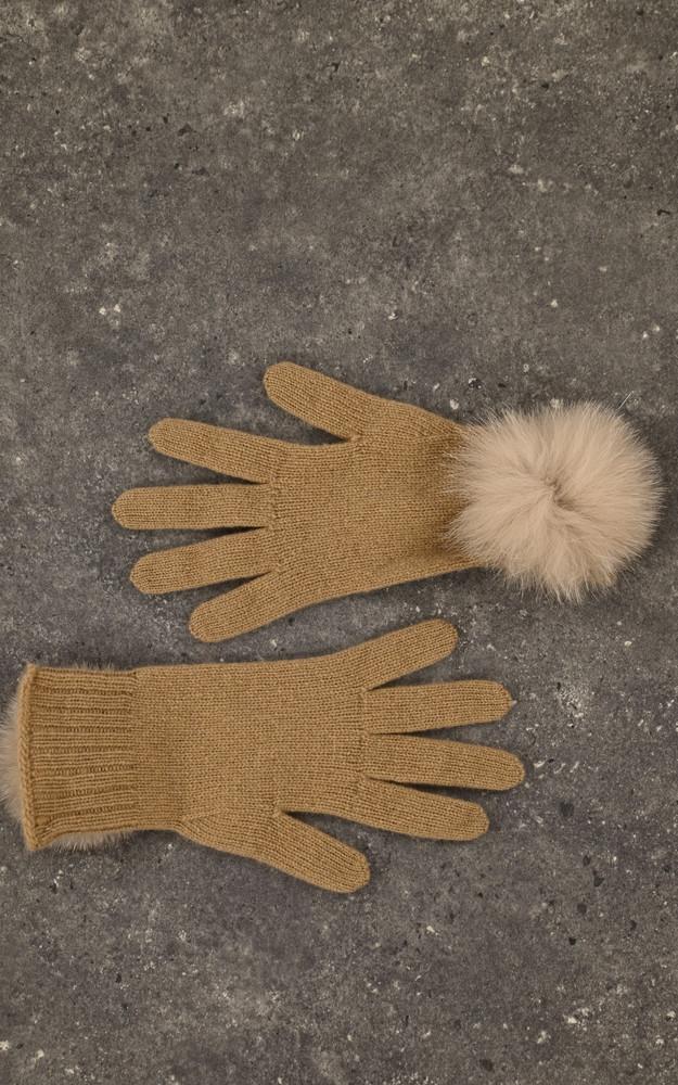 La Canadienne Gants Cachemire Et Renard Camel