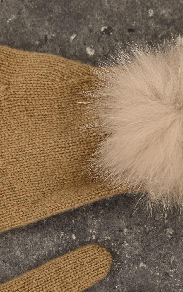 La Canadienne Gants Cachemire Et Renard Camel