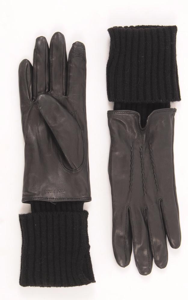 La Canadienne Gants Cuir Et Laine Noir