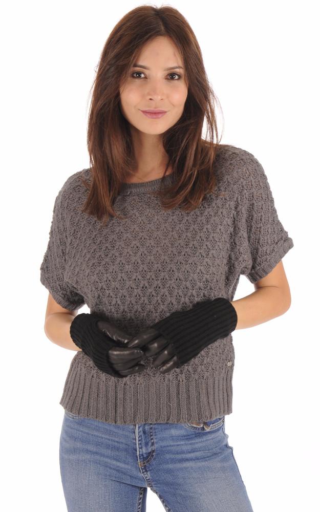 la canadienne Gants cuir et laine noir