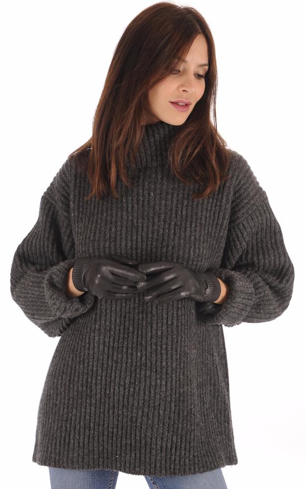 la canadienne Gants cuir Rib Luxe noir