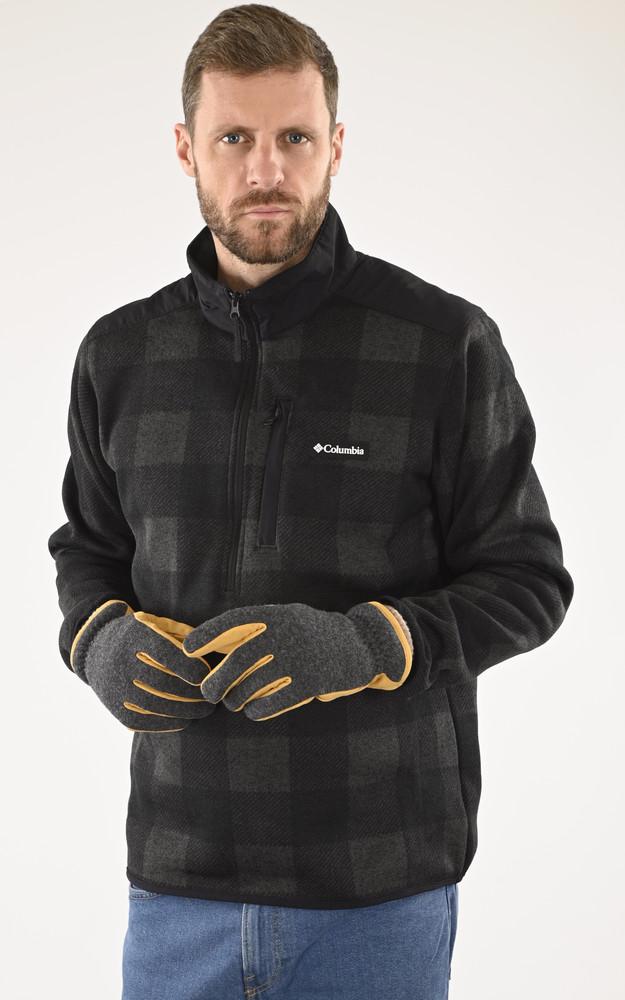 la canadienne Gants homme cuir et laine jaune