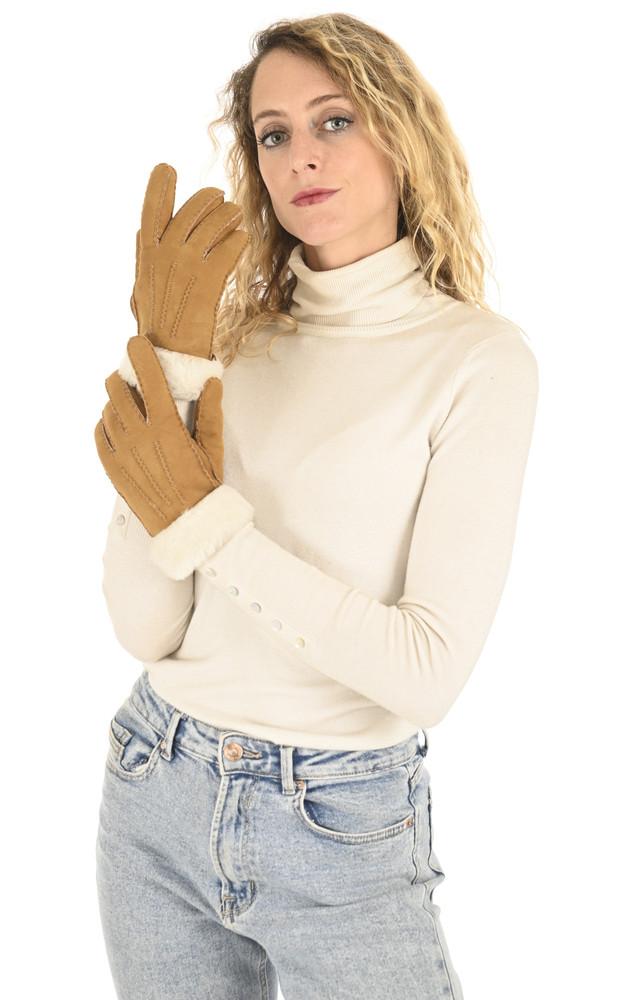 la canadienne Gants peau lainée mouton camel