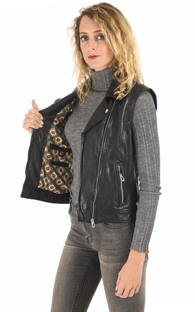 La Canadienne Gilet Biker Sarah Cuir Noir