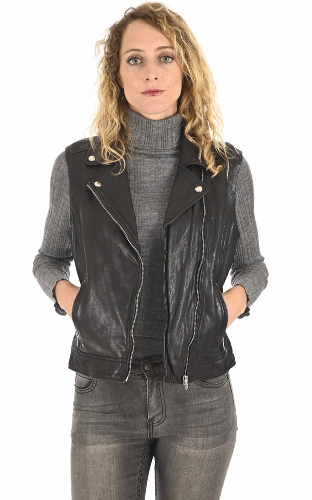 la canadienne Gilet biker Sarah cuir noir