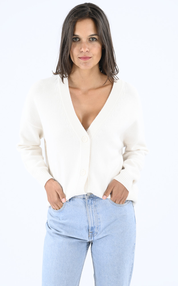 la canadienne Gilet boutonné laine écru