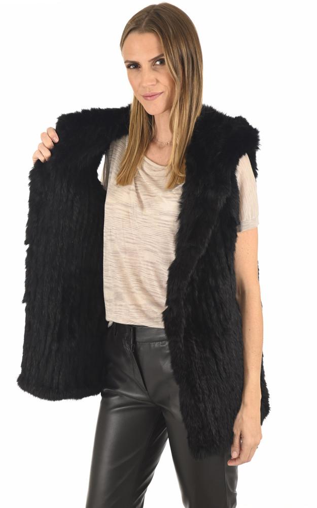 La Canadienne Gilet Capuche Lapin Noir