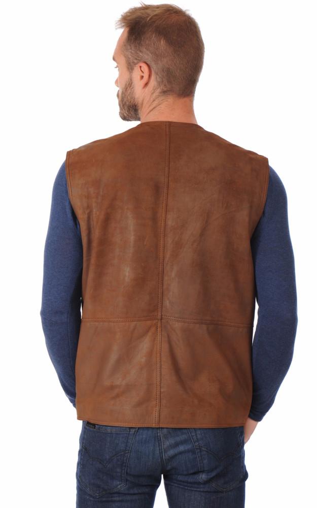La Canadienne Gilet Confortable Cuir Marron