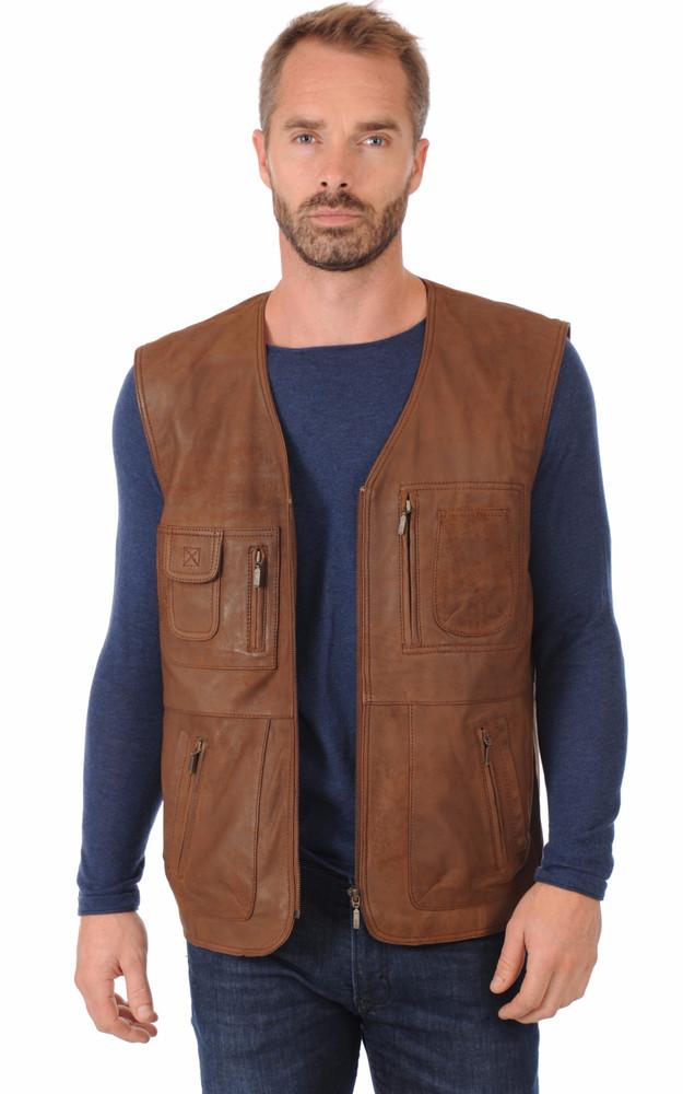 la canadienne Gilet confortable cuir marron