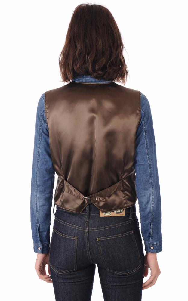 La Canadienne Gilet Cuir Marron Foncé