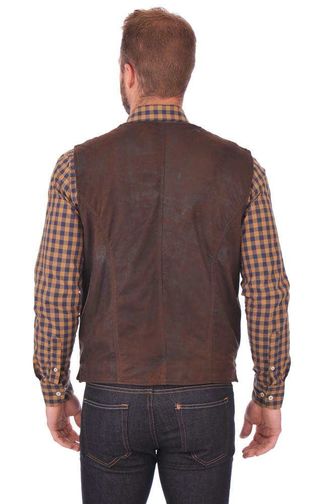 La Canadienne Gilet Cuir Nubuck Marron