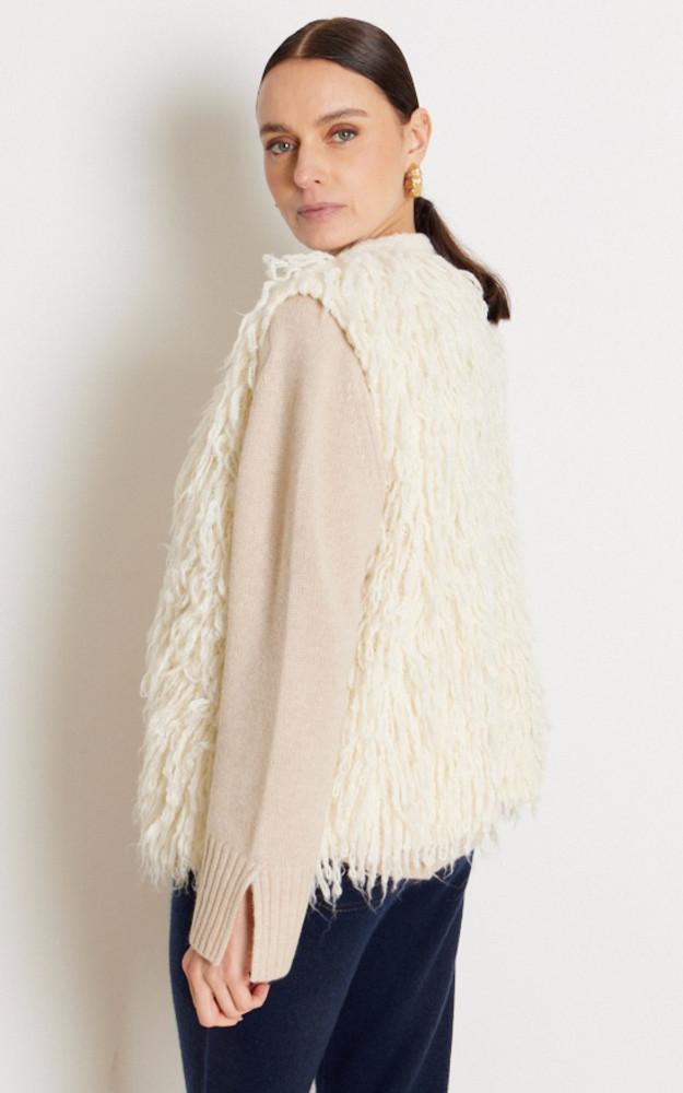 La Canadienne Gilet En Laine à Franges écru