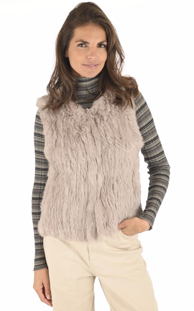 La Canadienne Gilet Fourrure De Lapin Beige