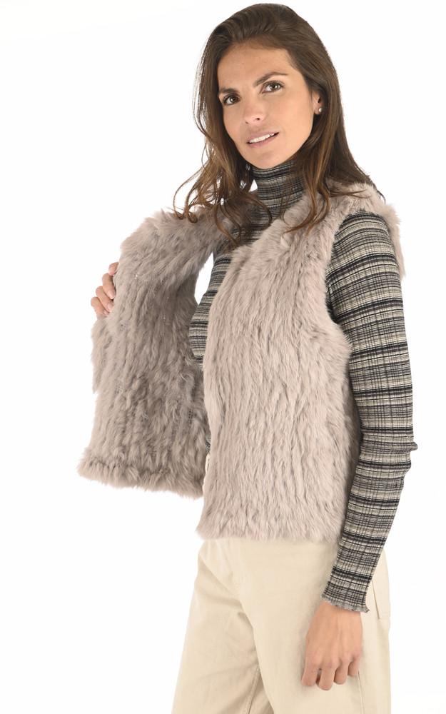 La Canadienne Gilet Fourrure De Lapin Beige