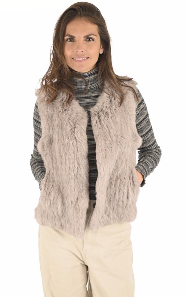 la canadienne Gilet fourrure de lapin beige