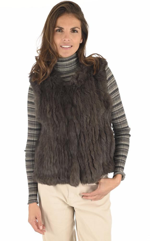 La Canadienne Gilet Fourrure De Lapin Marron