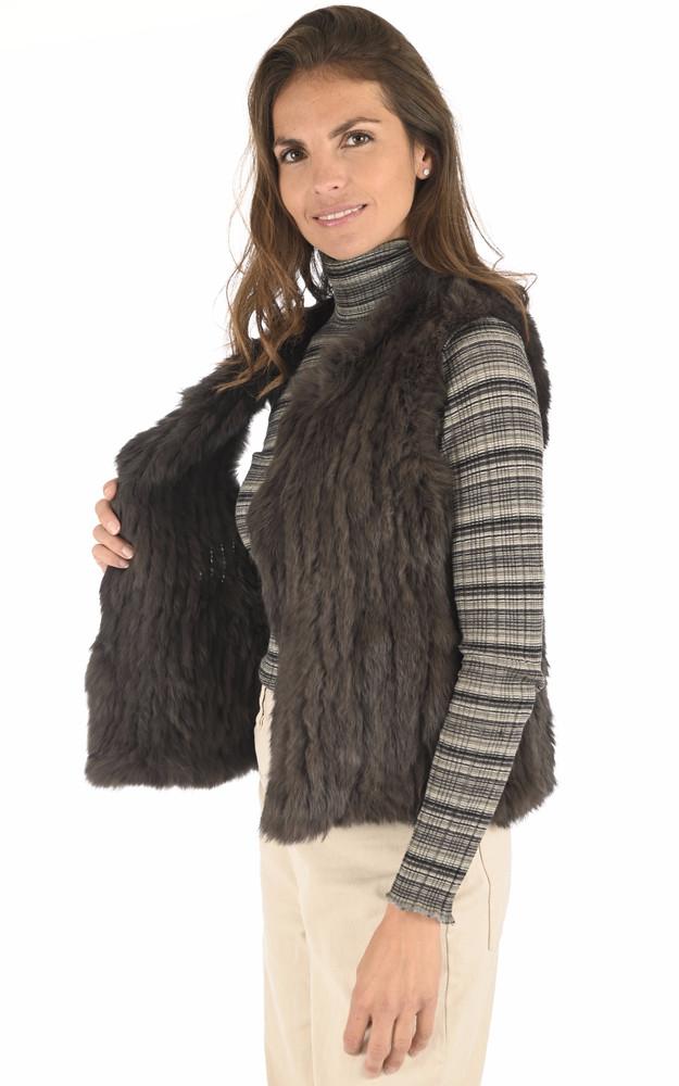 La Canadienne Gilet Fourrure De Lapin Marron