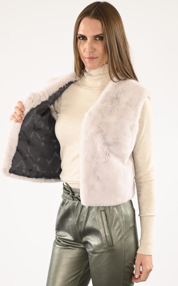 La Canadienne Gilet Fourrure Lapin Crème