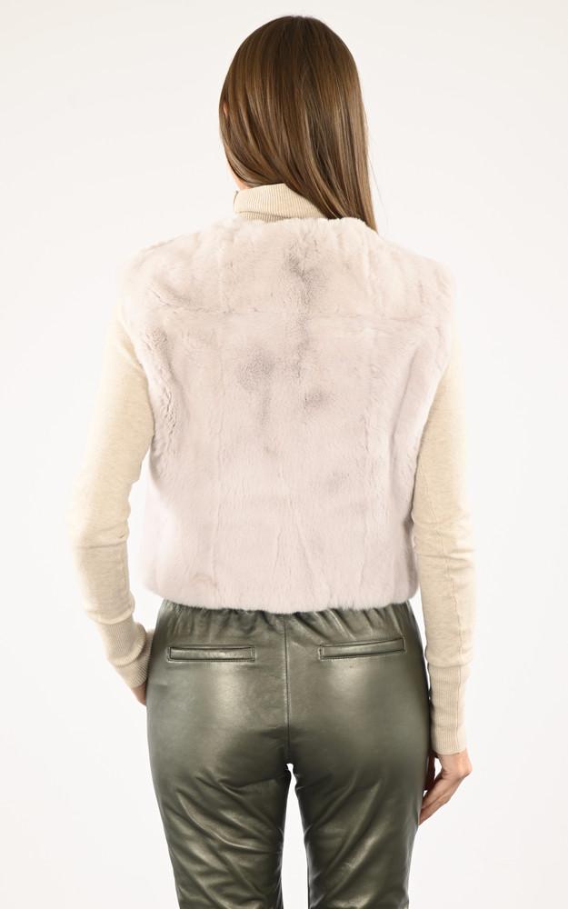 La Canadienne Gilet Fourrure Lapin Crème