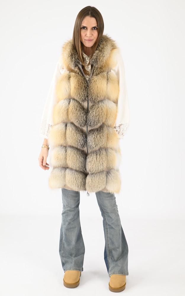La Canadienne Gilet Fourrure Renard Beige