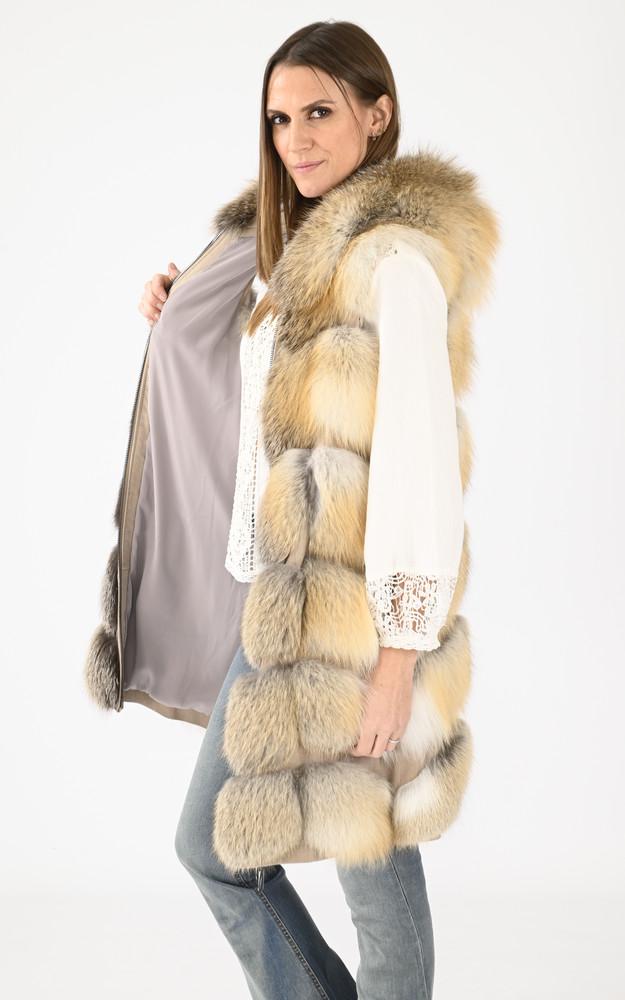 La Canadienne Gilet Fourrure Renard Beige