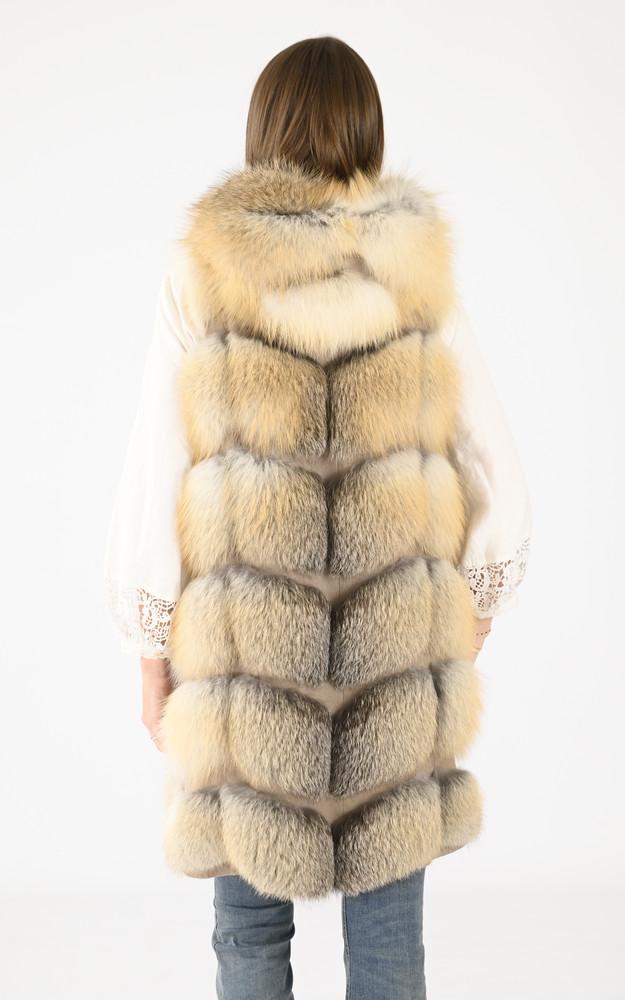 La Canadienne Gilet Fourrure Renard Beige