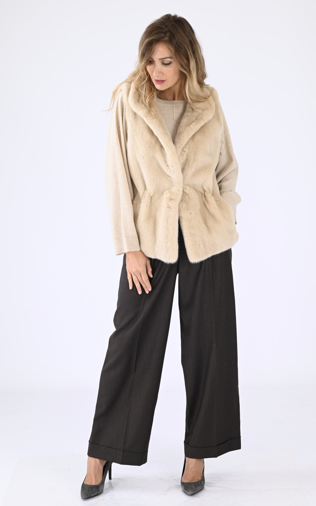 La Canadienne Gilet Fourrure Vison Beige