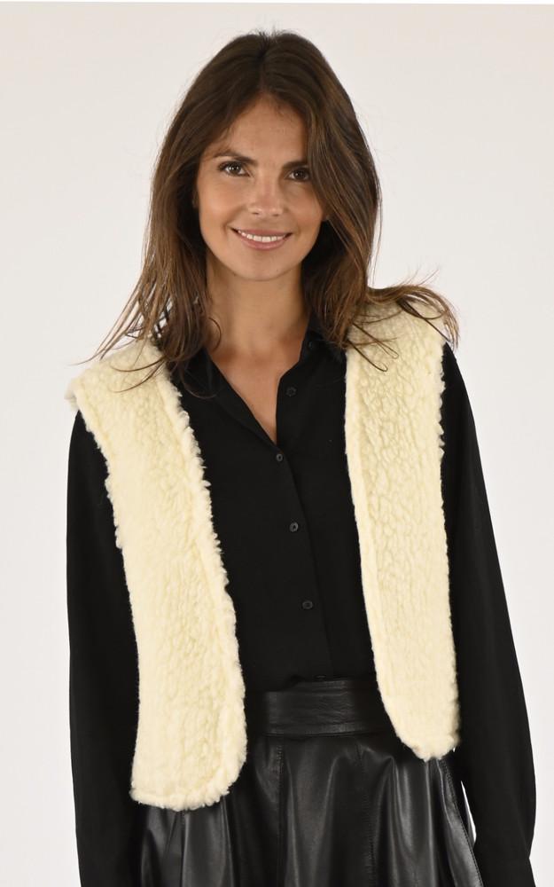 la canadienne Gilet laine mouton beige