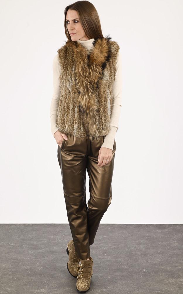 La Canadienne Gilet Lapin Et Finraccoon Naturel