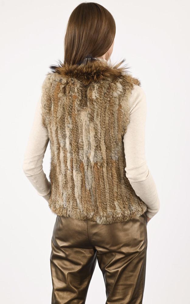 La Canadienne Gilet Lapin Et Finraccoon Naturel