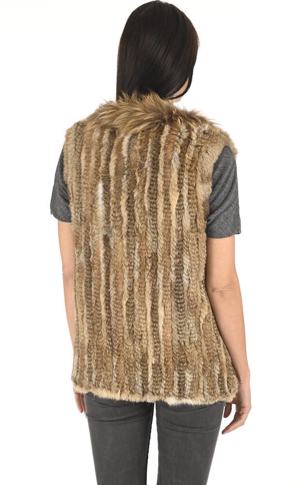 La Canadienne Gilet Lapin Et Finraccoon Naturel