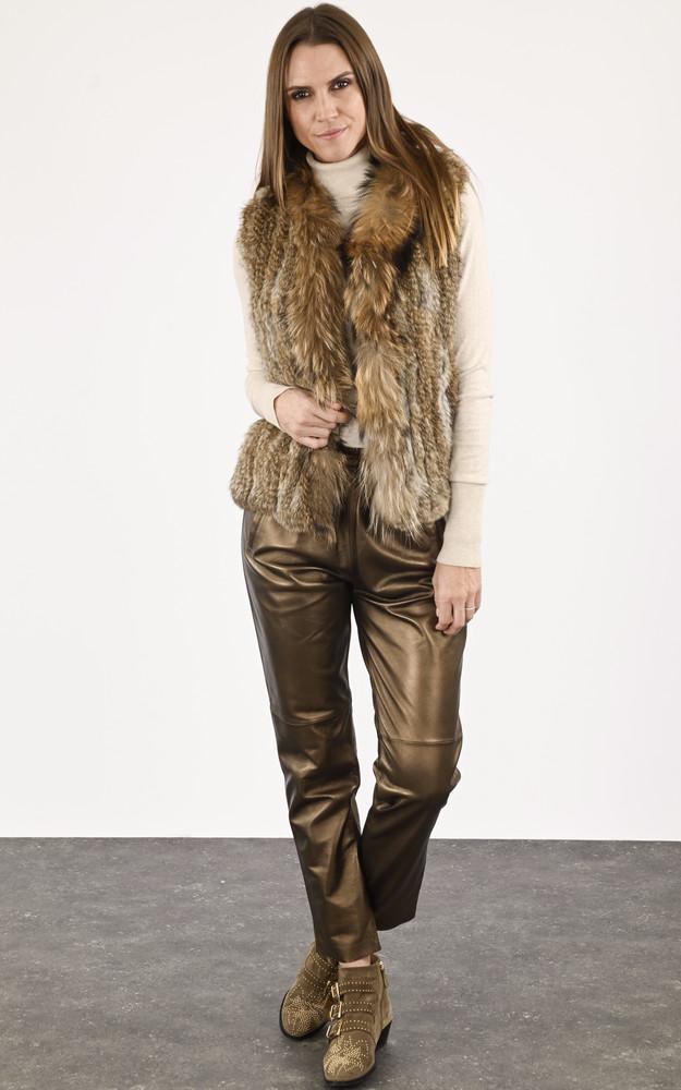 la canadienne Gilet lapin et finraccoon naturel