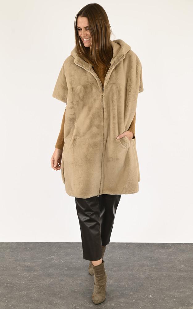 La Canadienne Gilet Long Fourrure Beige