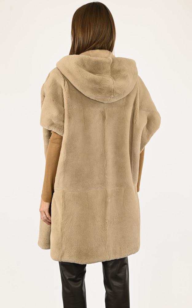 La Canadienne Gilet Long Fourrure Beige