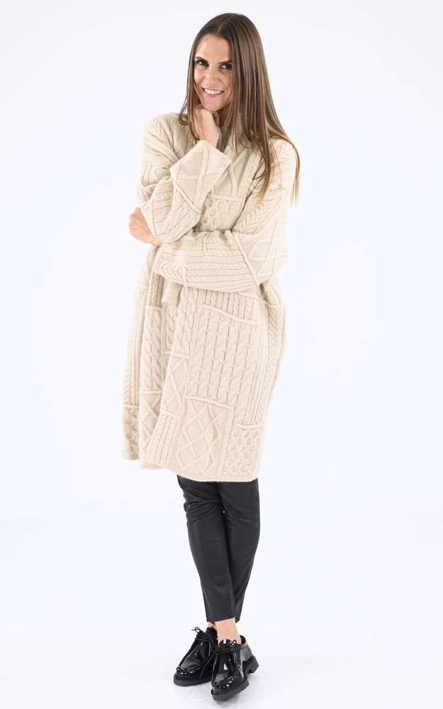 La Canadienne Gilet Long Maille Beige