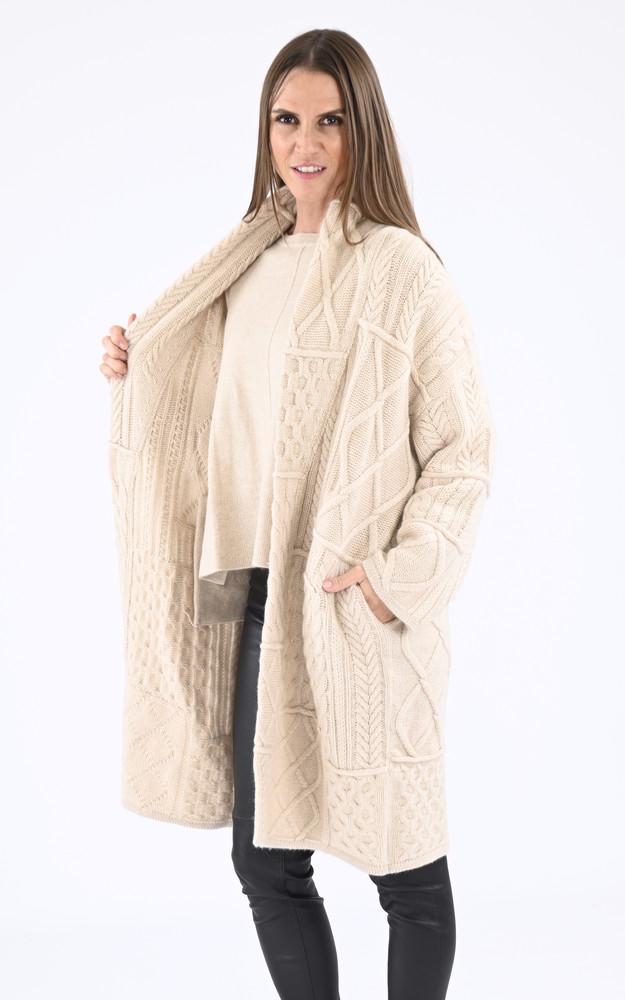 La Canadienne Gilet Long Maille Beige