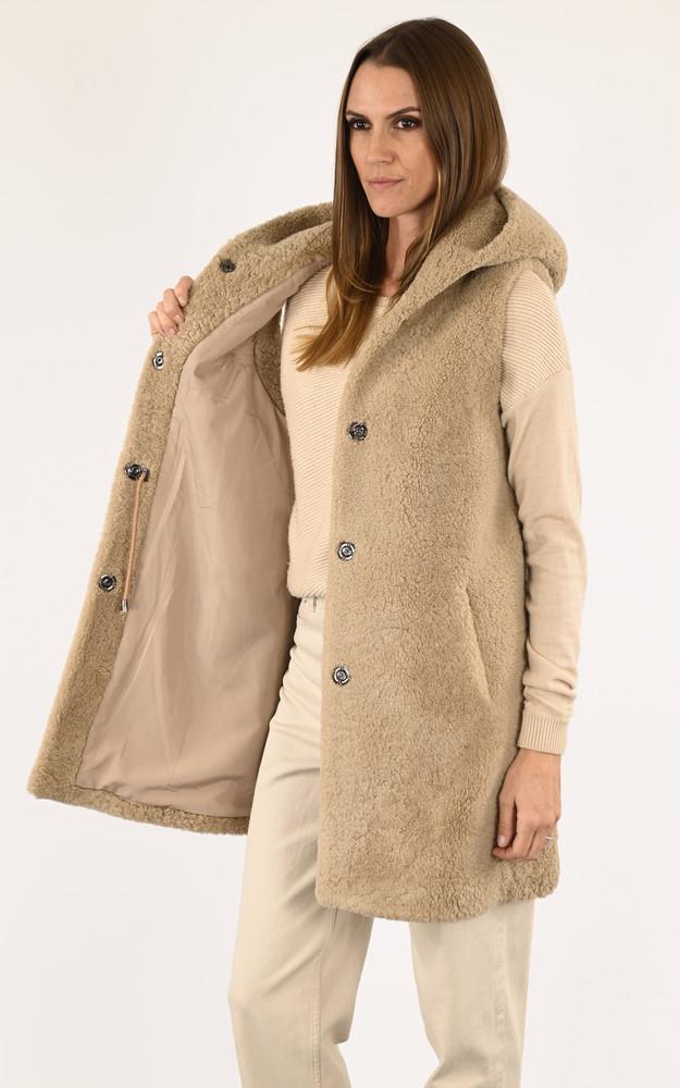 La Canadienne Gilet Long Mouton Beige