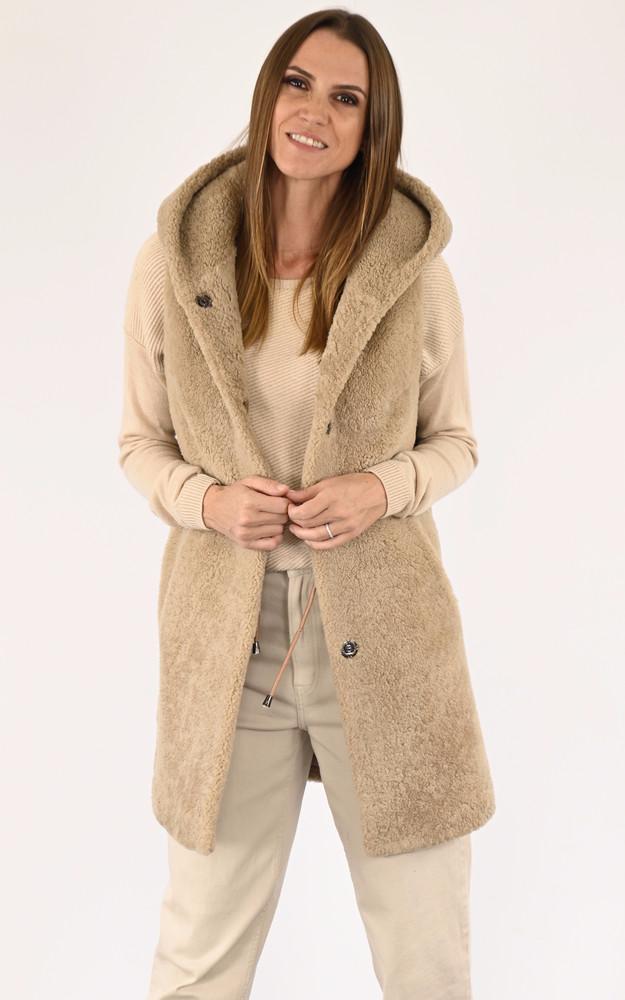 la canadienne Gilet long mouton beige