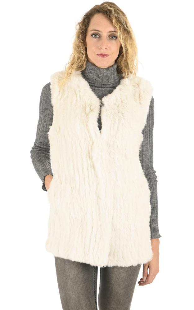 La Canadienne Gilet Mi-long Lapin Craie