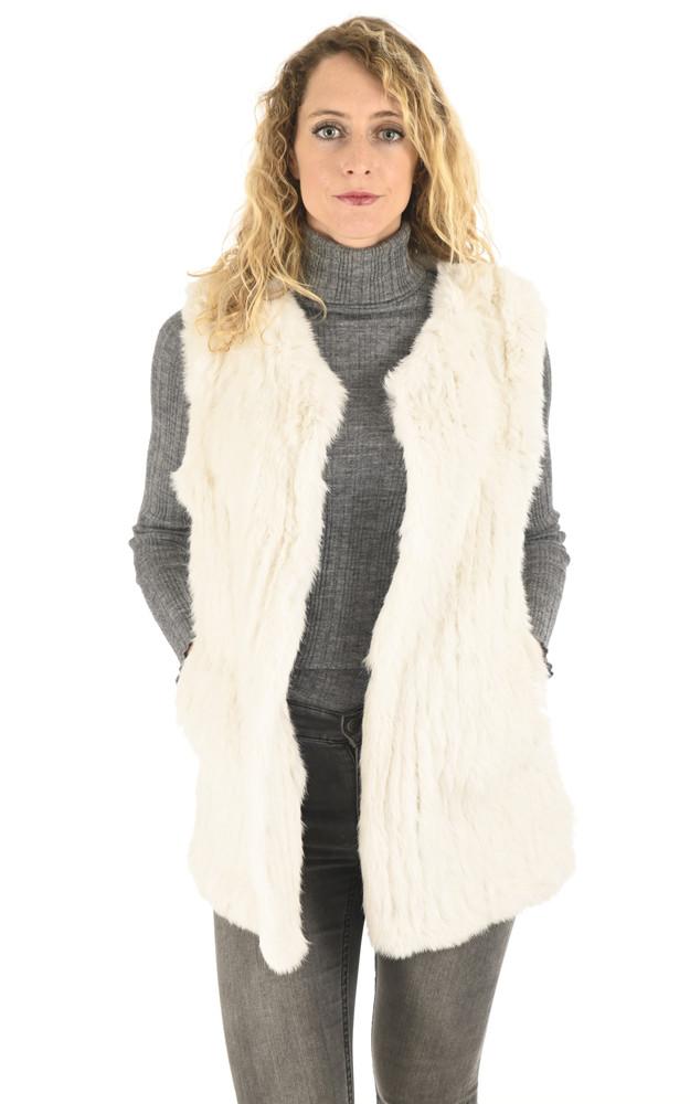 la canadienne Gilet mi-long lapin craie