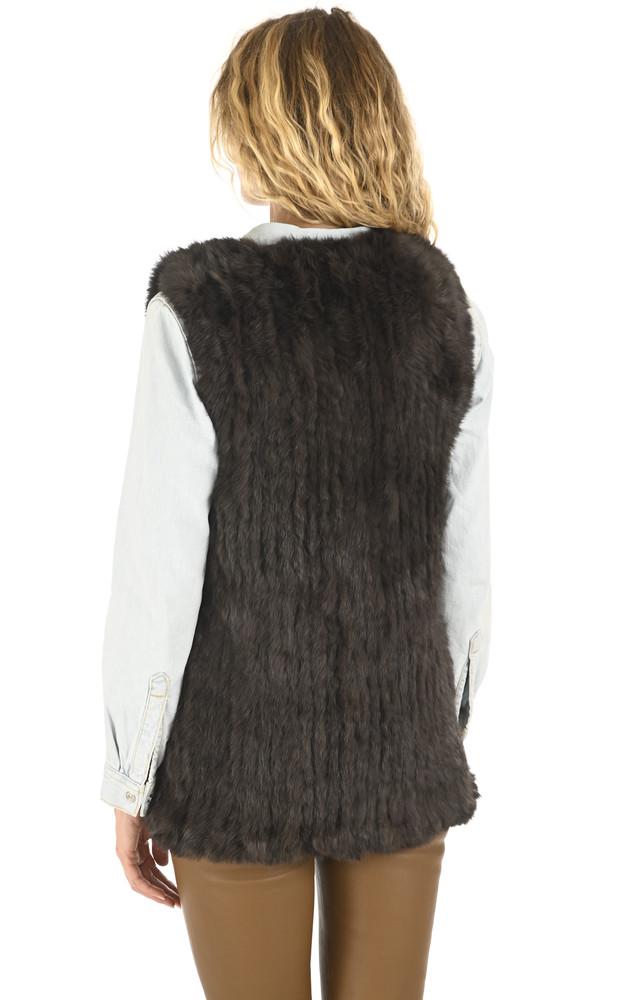La Canadienne Gilet Mi-long Lapin Marron