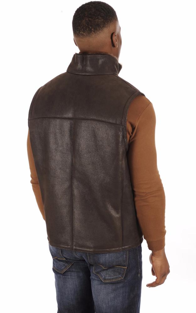 La Canadienne Gilet Peau Lainée Marron Homme