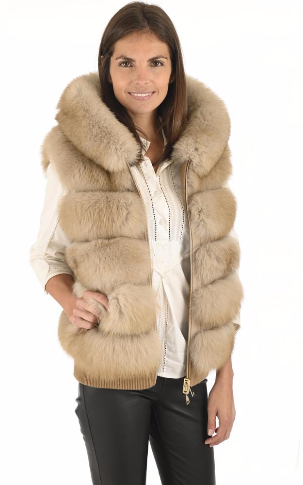 la canadienne Gilet réversible renard beige