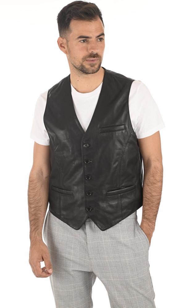 La Canadienne Gilet Veston Cuir Noir