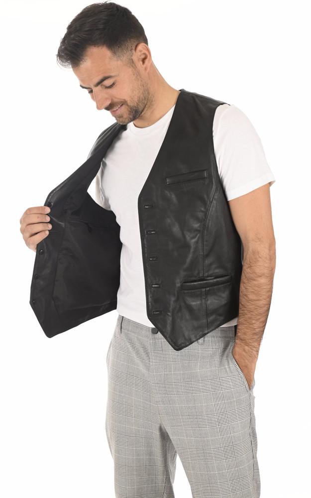 La Canadienne Gilet Veston Cuir Noir