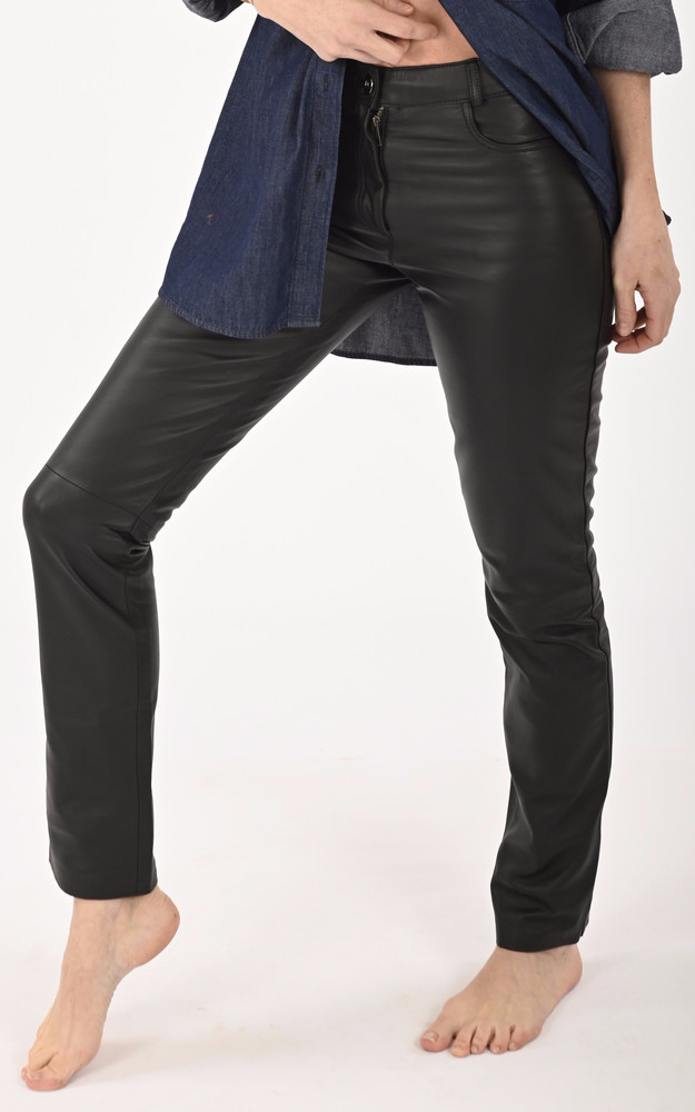 la canadienne Jean slim cuir noir femme