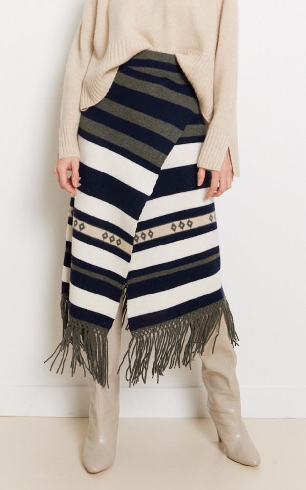 la canadienne Jupe fendue cachemire bleu marine