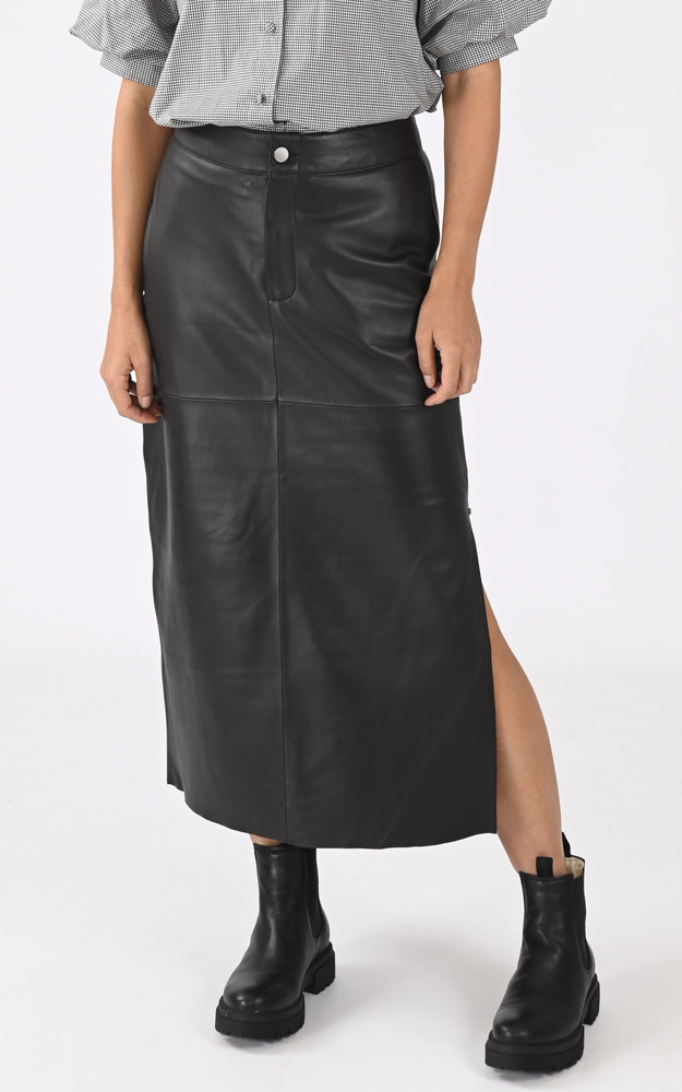 la canadienne Jupe longue cuir Mentola noire