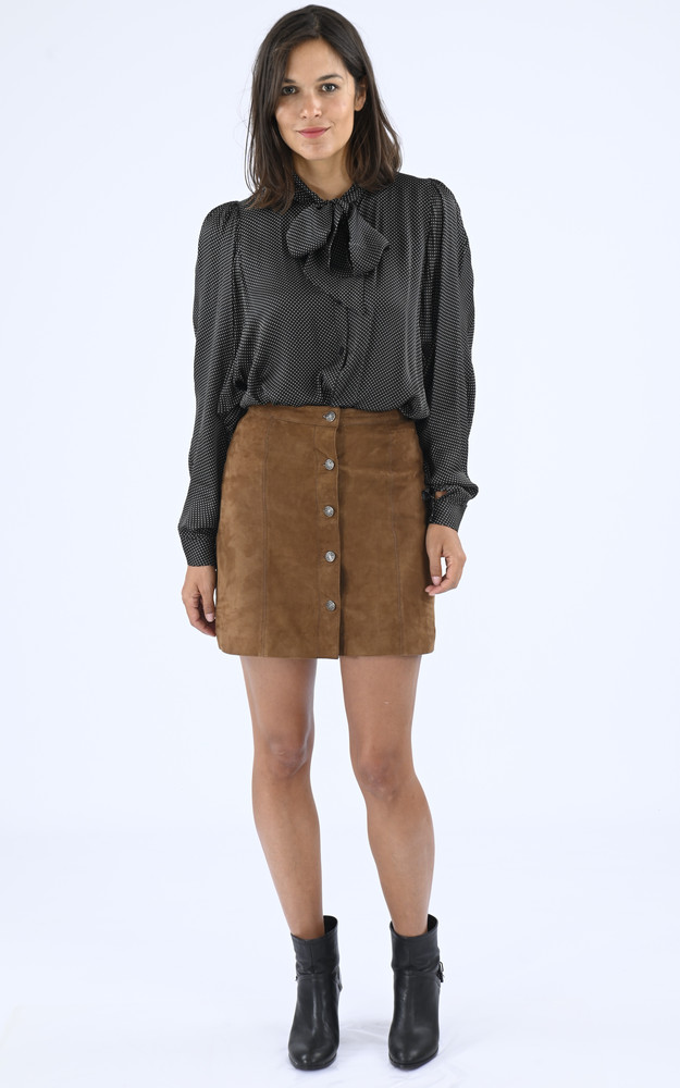 La Canadienne Jupe Trapèze Velours Tabac